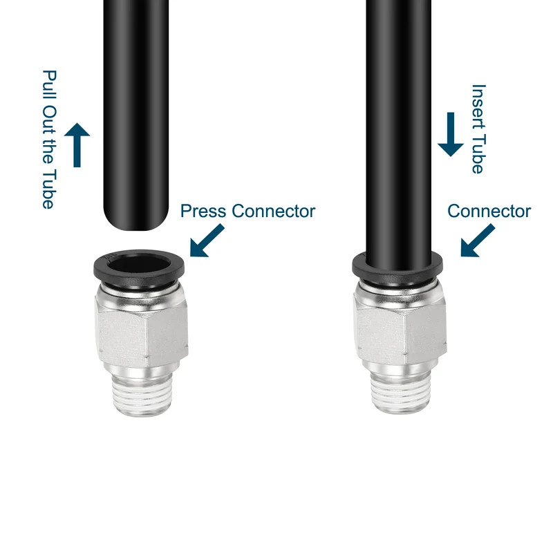 4 Pcs 1/2 Inch OD Tube to 1/4 Inch NPT Male Thread Push to Connect Air Fittings