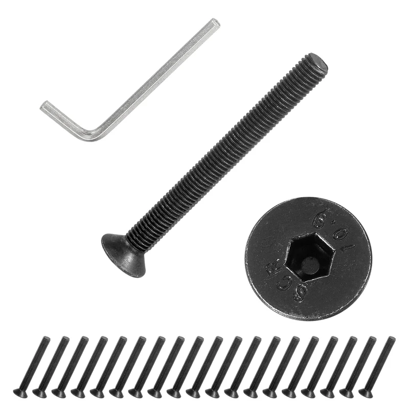 M5x40 mm Flat Head Socket Cap Screws, 20 Pcs Bolt with Hex Spanner, Black