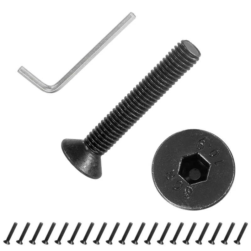 M5x35 mm Flat Head Socket Cap Screws, 20 Pcs Bolt with Hex Spanner, Black