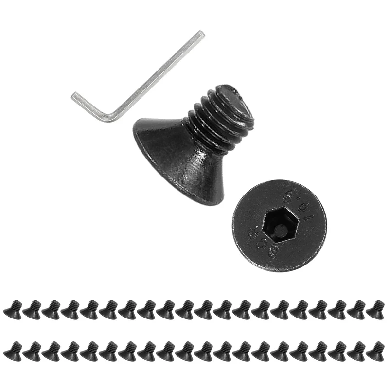 M5x8 mm Flat Head Socket Cap Screws, 100 Pcs Bolt with Hex Spanner, Black