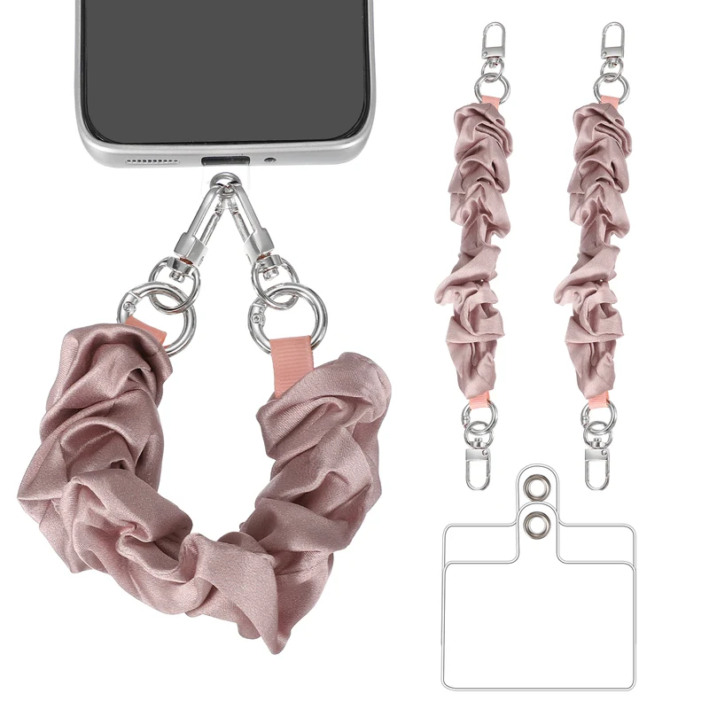 2Pcs Phone Wrist Strap, 10" Hands-Free Phone Lanyard with Silver Buckle, Pink