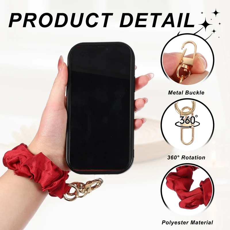 2Pcs Phone Wrist Strap, 10" Hands-Free Phone Lanyard with Silver Buckle, Pink