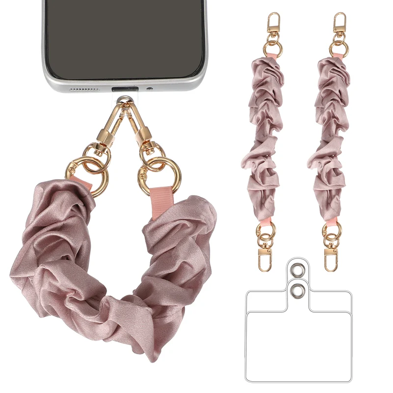 2Pcs Phone Wrist Strap 10" Hands-Free Phone Lanyard with Gold Buckle Pink