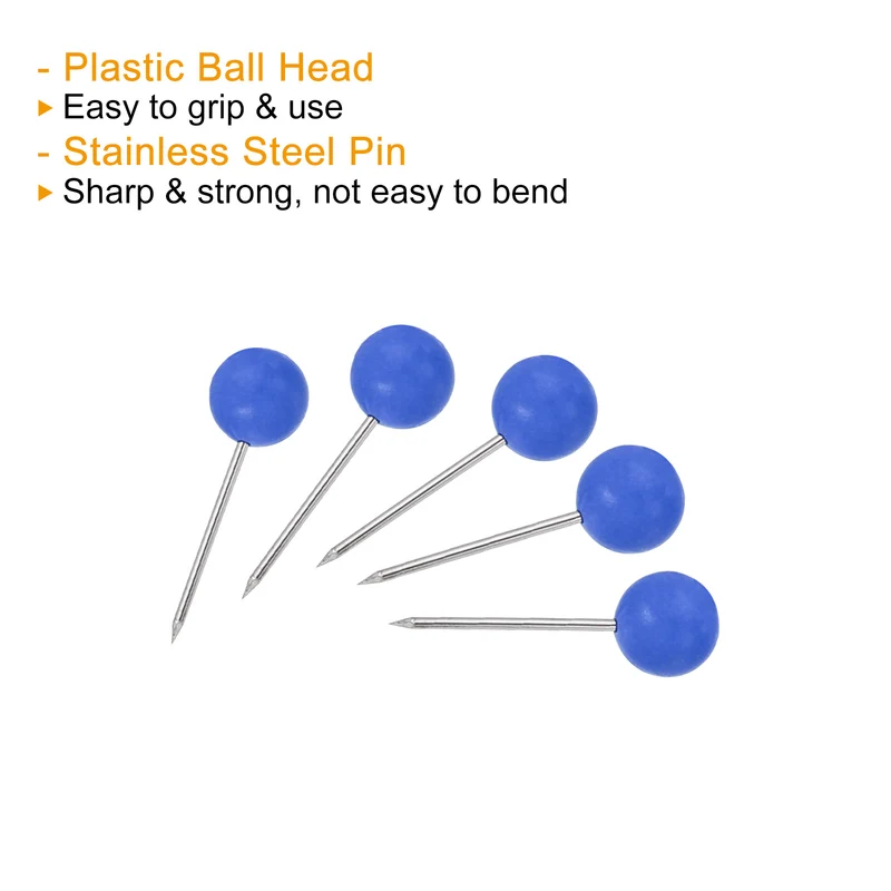 Push Pins, Round Head Map Tacks Thumb Steel Point for World Map Cork Board