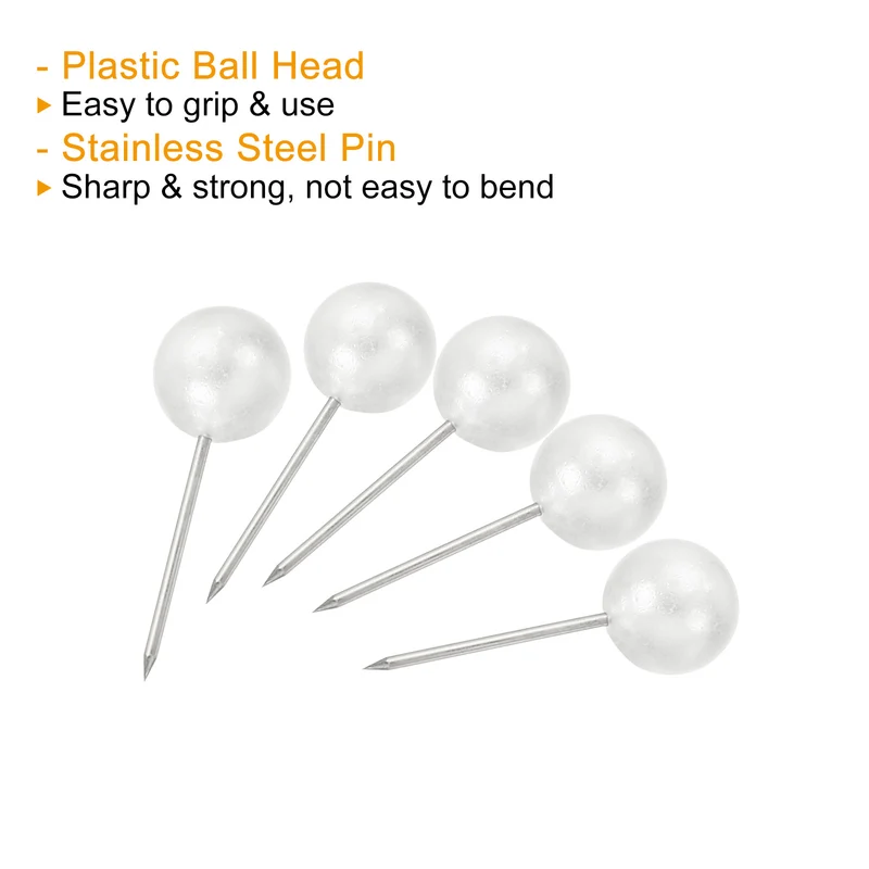 Push Pins, Round Head Map Tacks Thumb Steel Point for Office Cork Board