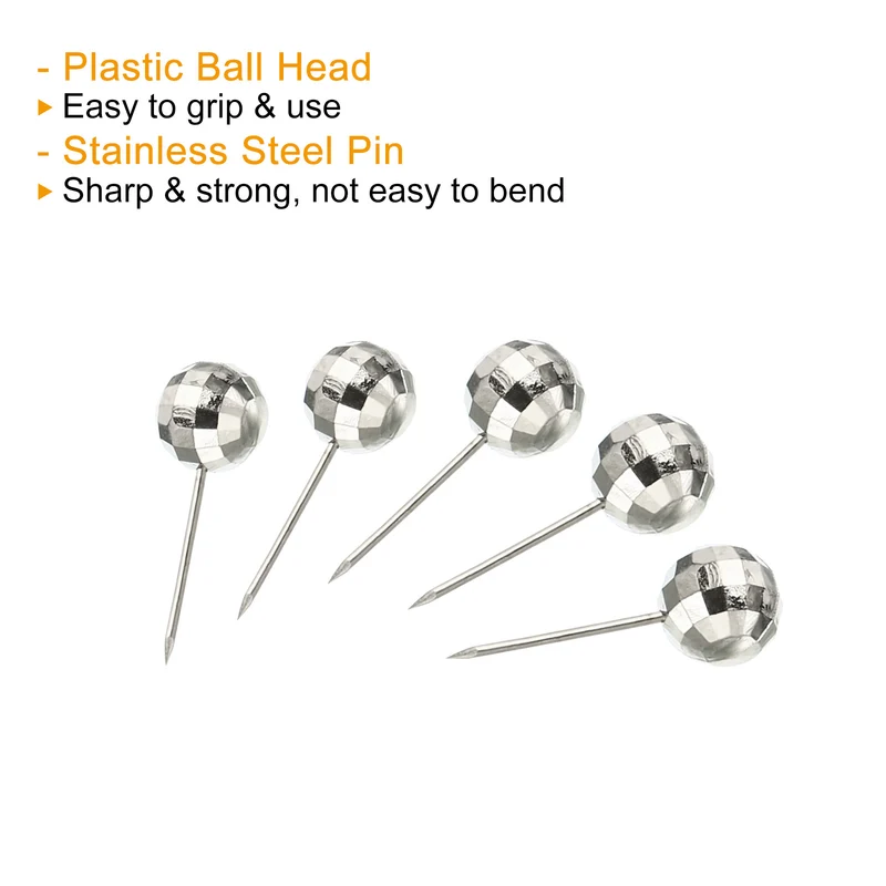 Push Pins, Round Head Decorative Map Tacks Thumb Steel Point for Office Cork Board