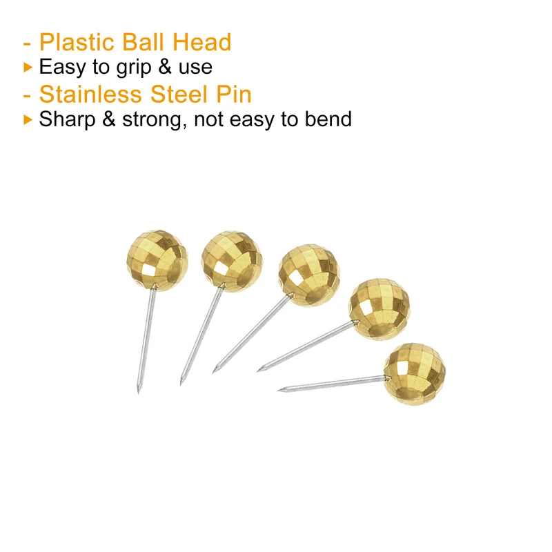 Push Pins, Round Head Decorative Map Tacks Thumb Steel Point for Office Cork Board