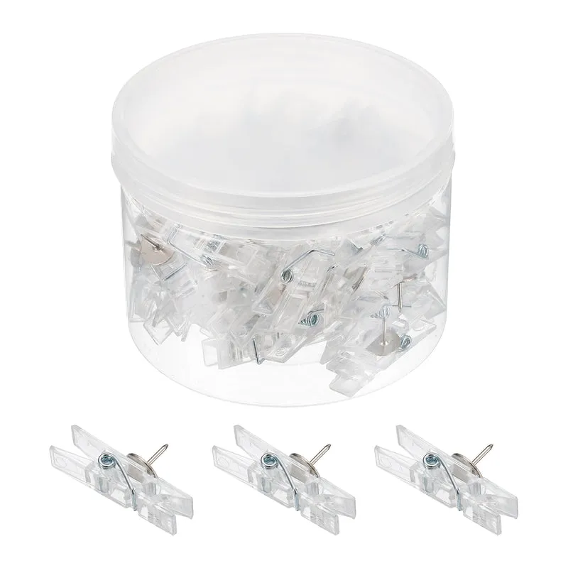 Push Pin Clips Mini Transparent Thumb Tacks Decorative Craft Paper Clip for Artwork Cork Board