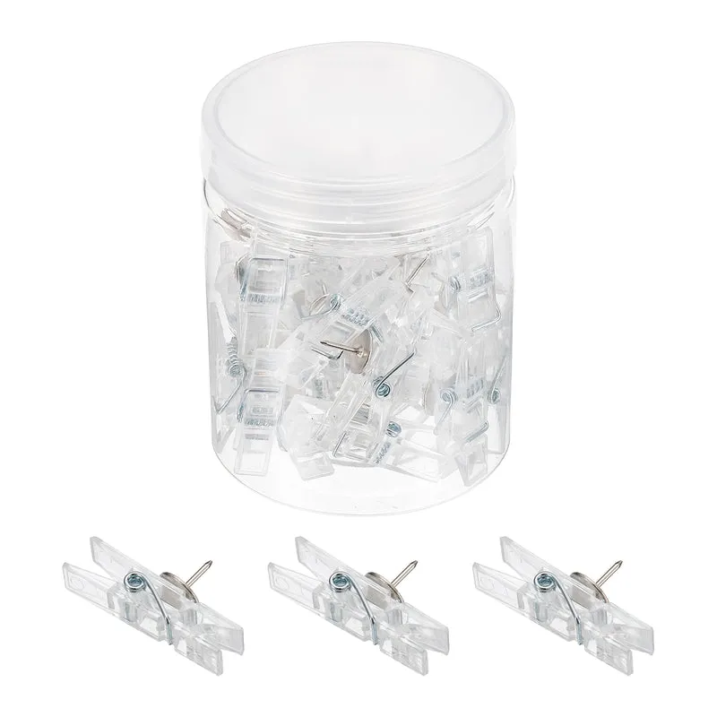 Push Pin Clips Mini Transparent Thumb Tacks Decorative Craft Paper Clip for Artwork Cork Board
