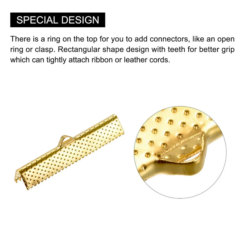 Uxcell Ribbon Crimp Clamp Ends, Bookmark Pinch Cord End Clasps For DIY Crafts