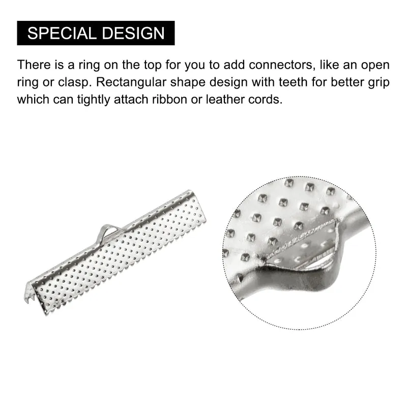 Uxcell Ribbon Crimp Clamp Ends, Bookmark Pinch Cord End Clasps For DIY Crafts