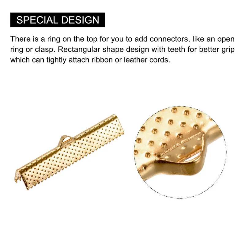 Uxcell Ribbon Crimp Clamp Ends, Bookmark Pinch Cord End Clasps For DIY Crafts