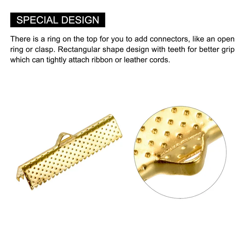 Uxcell Ribbon Crimp Clamp Ends, Bookmark Pinch Cord End Clasps For DIY Crafts