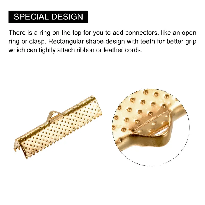 Uxcell Ribbon Crimp Clamp Ends, Bookmark Pinch Cord End Clasps For DIY Crafts