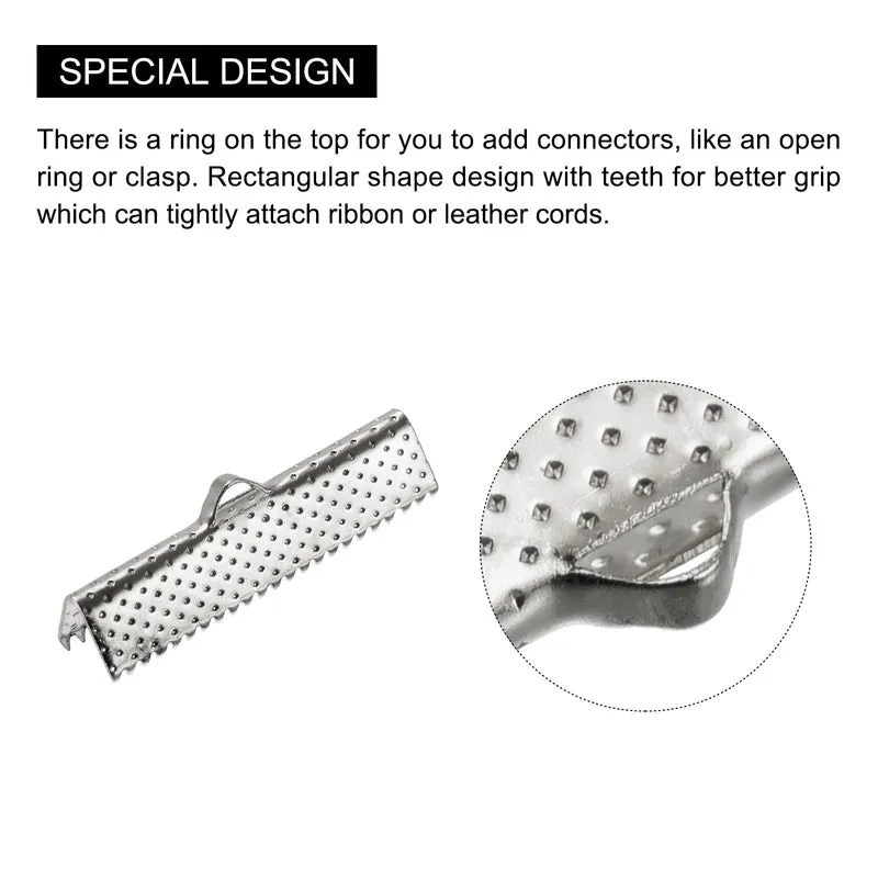 Uxcell Ribbon Crimp Clamp Ends, Bookmark Pinch Cord End Clasps For DIY Crafts