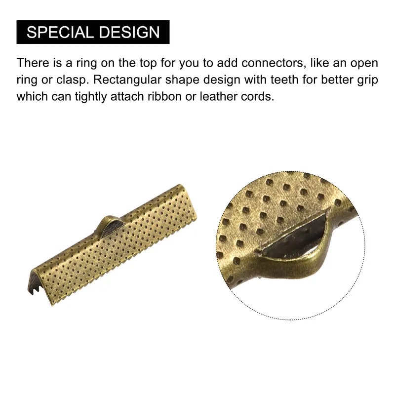 Uxcell Ribbon Crimp Clamp Ends, Bookmark Pinch Cord End Clasps For DIY Crafts