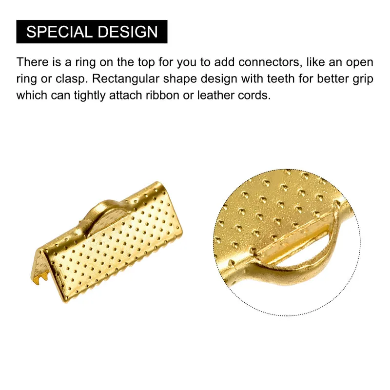 Uxcell Ribbon Crimp Clamp Ends, Bookmark Pinch Cord End Clasps For DIY Craft