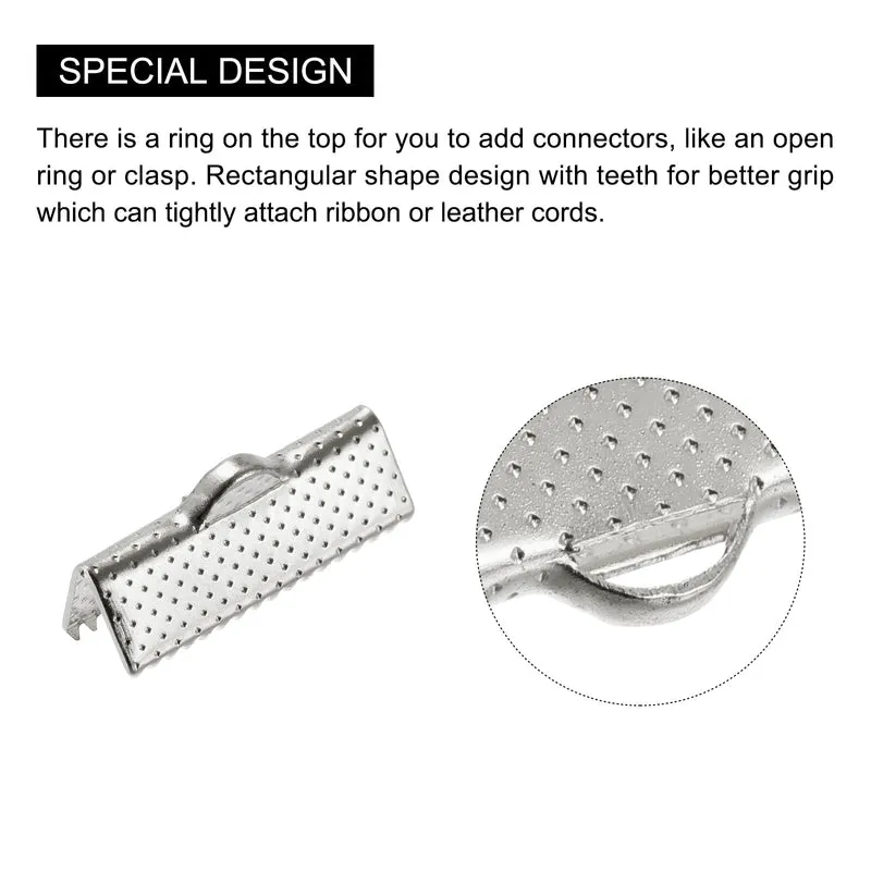 Uxcell Ribbon Crimp Clamp Ends, Bookmark Pinch Cord End Clasps For DIY Craft