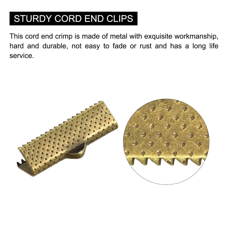 Uxcell Ribbon Crimp Clamp Ends, Bookmark Pinch Cord End Clasps For DIY Craft