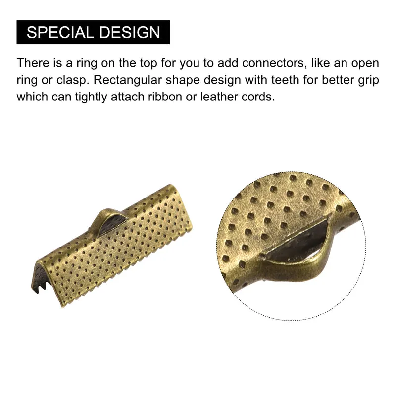 Uxcell Ribbon Crimp Clamp Ends, Bookmark Pinch Cord End Clasps For DIY Craft