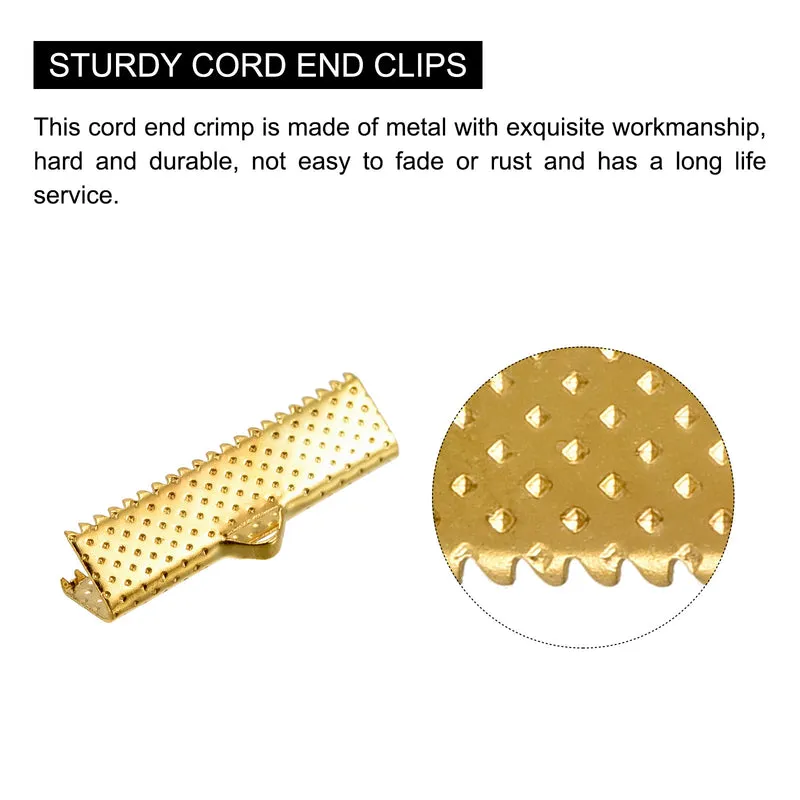 Uxcell Ribbon Crimp Clamp Ends Bookmark Pinch Cord End Clasps For DIY Craft Making