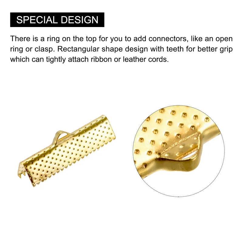 Uxcell Ribbon Crimp Clamp Ends Bookmark Pinch Cord End Clasps For DIY Craft Making