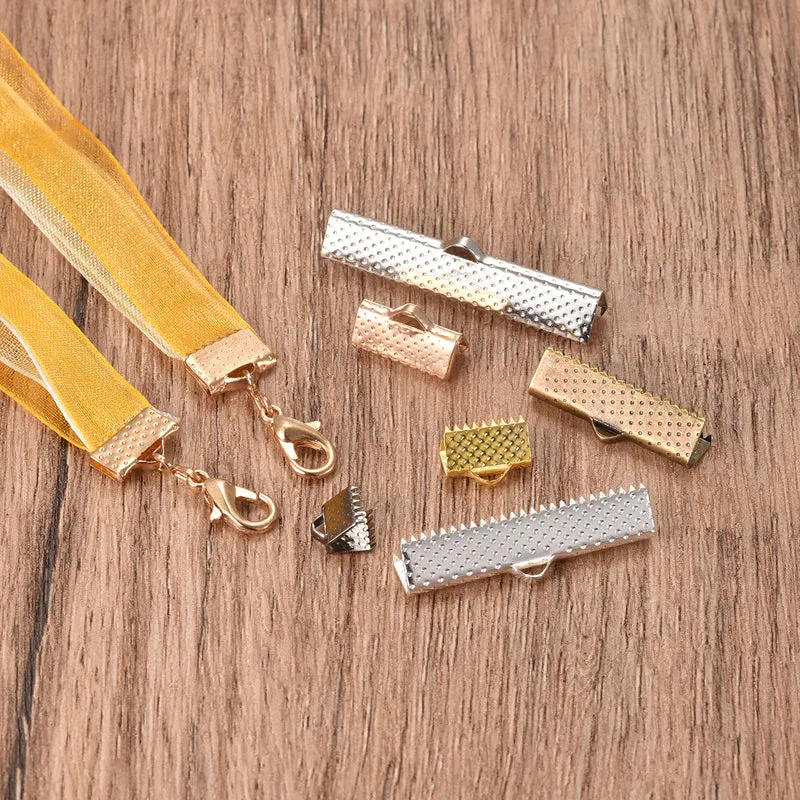 Uxcell Ribbon Crimp Clamp Ends Bookmark Pinch Cord End Clasps For DIY Craft Making