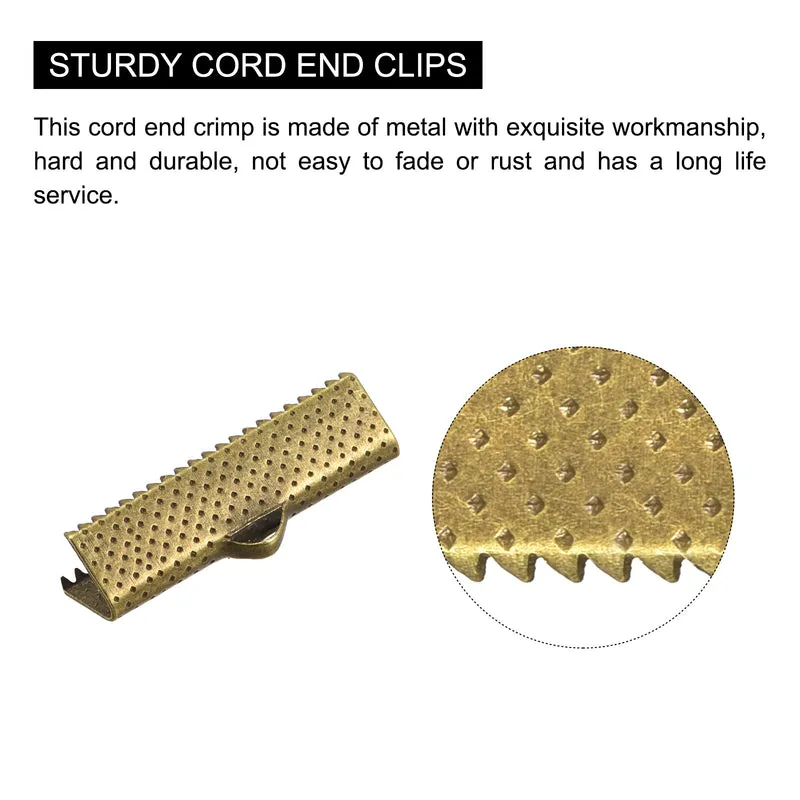 Uxcell Ribbon Crimp Clamp Ends Bookmark Pinch Cord End Clasps For DIY Craft Making