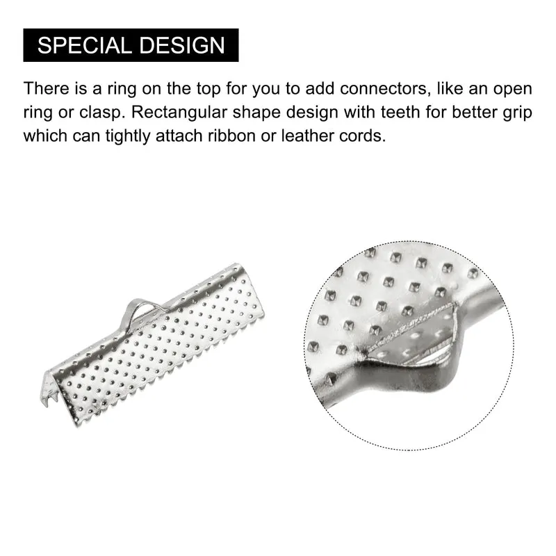 Uxcell Ribbon Crimp Clamp Ends Bookmark Pinch Cord End Clasps For DIY Craft Making