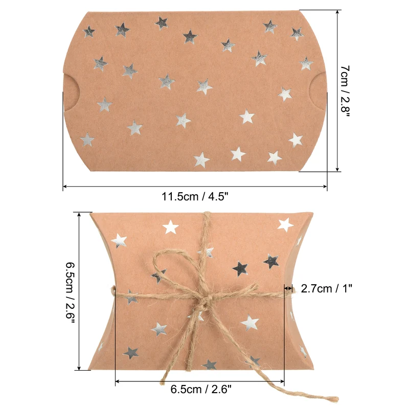 Pillow Boxes Wedding Gift Box Paper Box Star with Ropes for Gift Wrap Wedding