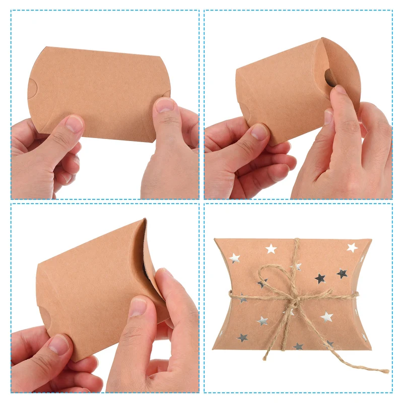 Pillow Boxes, Wedding Gift Box Paper Box Star with Rope for Gift Wrap Wedding Parties