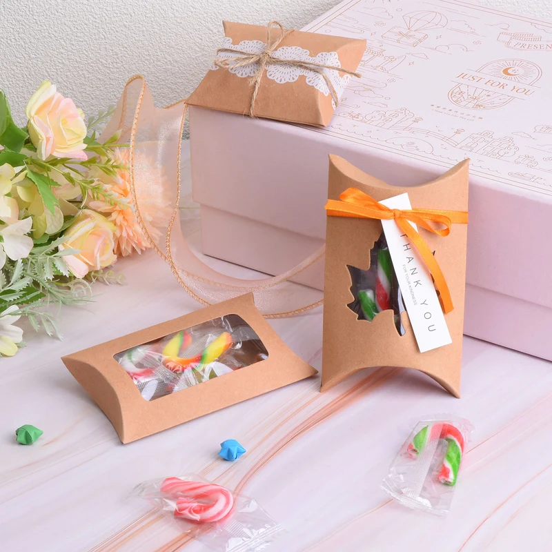 Pillow Boxes, Wedding Gift Box Paper Box Star with Rope for Gift Wrap Wedding Parties