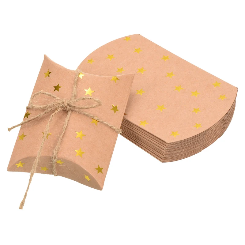 Pillow Boxes, Wedding Gift Box Paper Box Star with Rope for Gift Wrap Wedding Parties