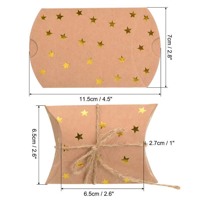 Pillow Boxes, Wedding Gift Box Paper Box Star with Rope for Gift Wrap Wedding Parties