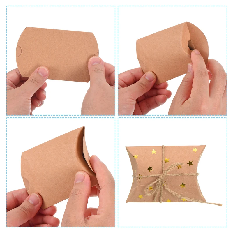 Pillow Boxes, Wedding Gift Box Paper Box Star with Rope for Gift Wrap Wedding Parties
