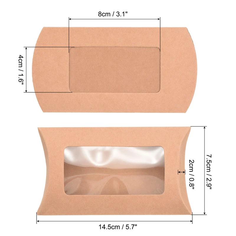 Pillow Boxes, 100 Pcs Wedding Gift Boxes Paper Box 5.7x2.9 Inch for Gift, Yellow