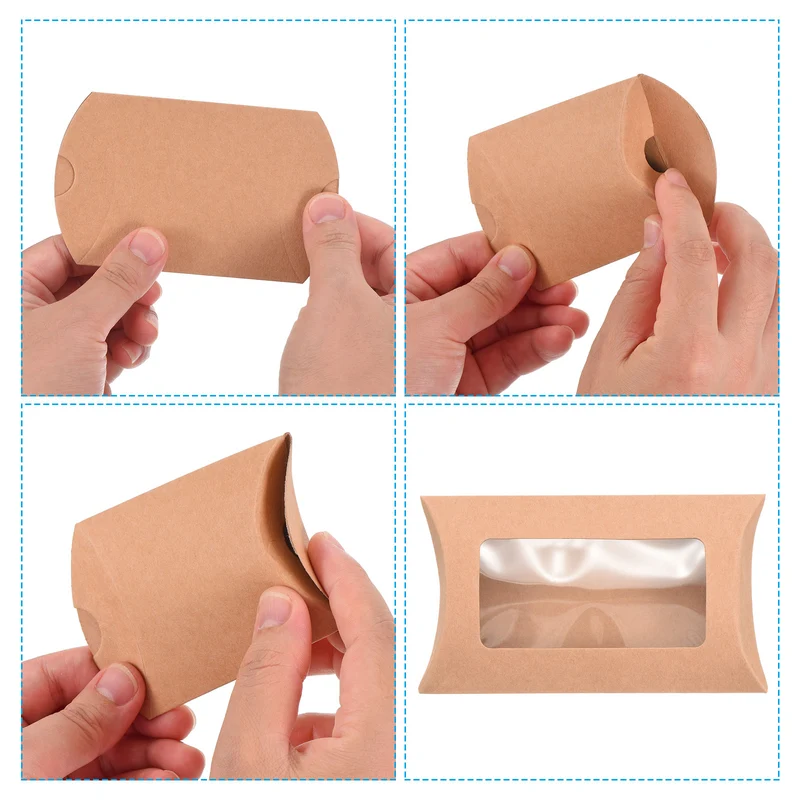 Pillow Boxes, 100 Pcs Wedding Gift Boxes Paper Box 5.7x2.9 Inch for Gift, Yellow