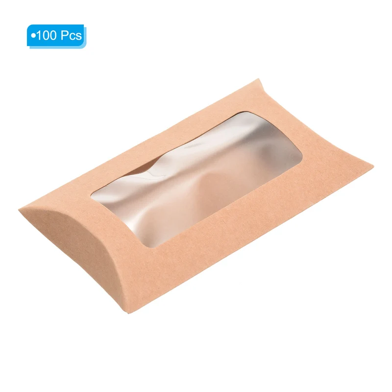 Pillow Boxes, 100 Pcs Wedding Gift Boxes Paper Box 5.7x2.9 Inch for Gift, Yellow