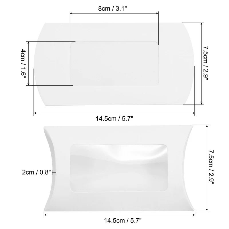 Pillow Boxes, 100 Pcs Wedding Gift Boxes Paper Box 5.7x2.9 Inch for Gift, Yellow