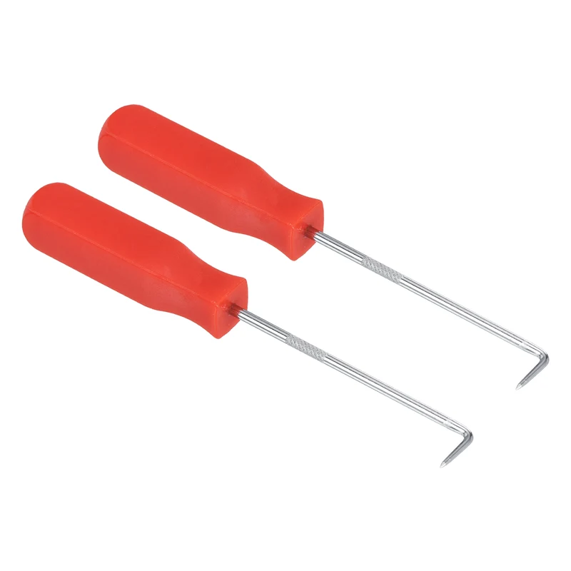 2pcs O-Ring 90° Pick 142mm Oil Seal Gasket Precision Puller Remover Tool, Red