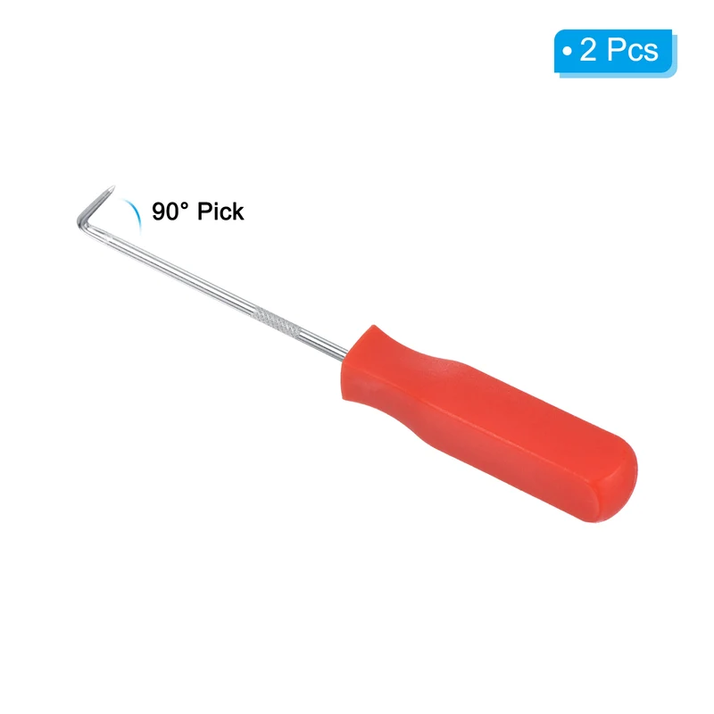 2pcs O-Ring 90° Pick 142mm Oil Seal Gasket Precision Puller Remover Tool, Red