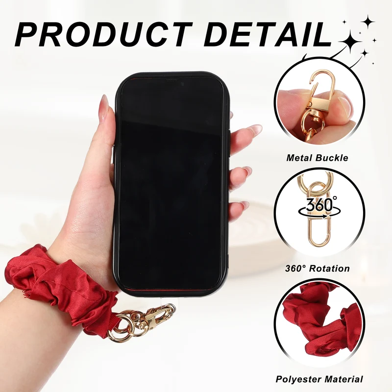 2Pcs Phone Wrist Strap, 10" Hands-Free Phone Lanyard with Gold Buckle, Black