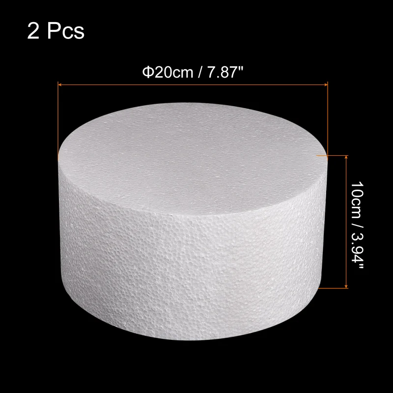 Round Foam Cake Dummy 4 Inch x 8 Inch Circle Dummy Cake Set for Wedding 2 Pack