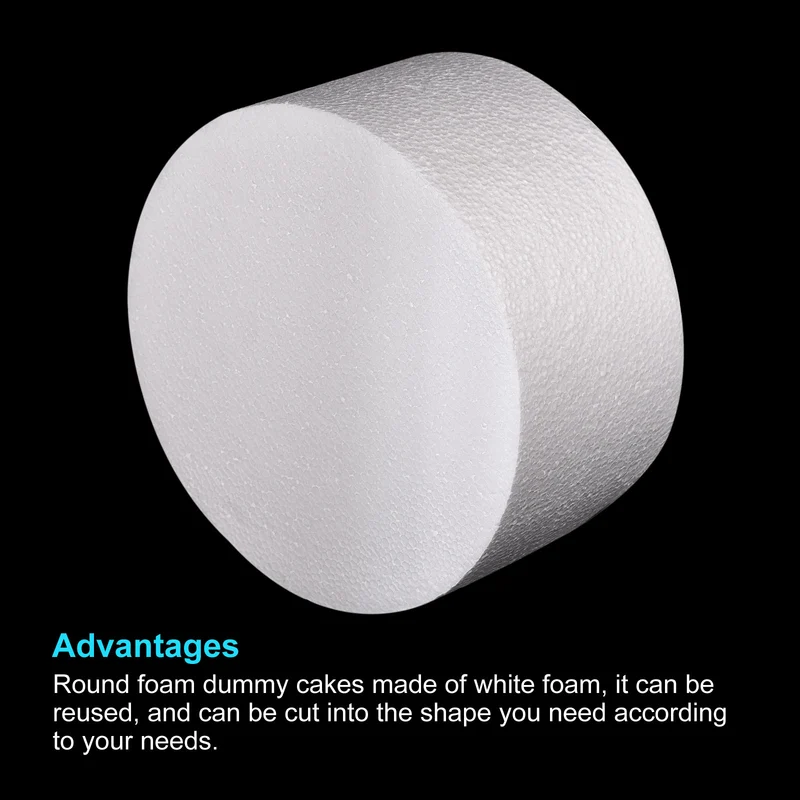 Round Foam Cake Dummy 4 Inch x 8 Inch Circle Dummy Cake Set for Wedding 2 Pack