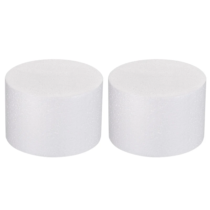 Round Foam Cake Dummy 4 Inch x 6 Inch Circle Dummy Cake Set for Wedding 2 Pack