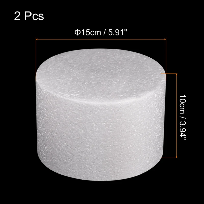 Round Foam Cake Dummy 4 Inch x 6 Inch Circle Dummy Cake Set for Wedding 2 Pack