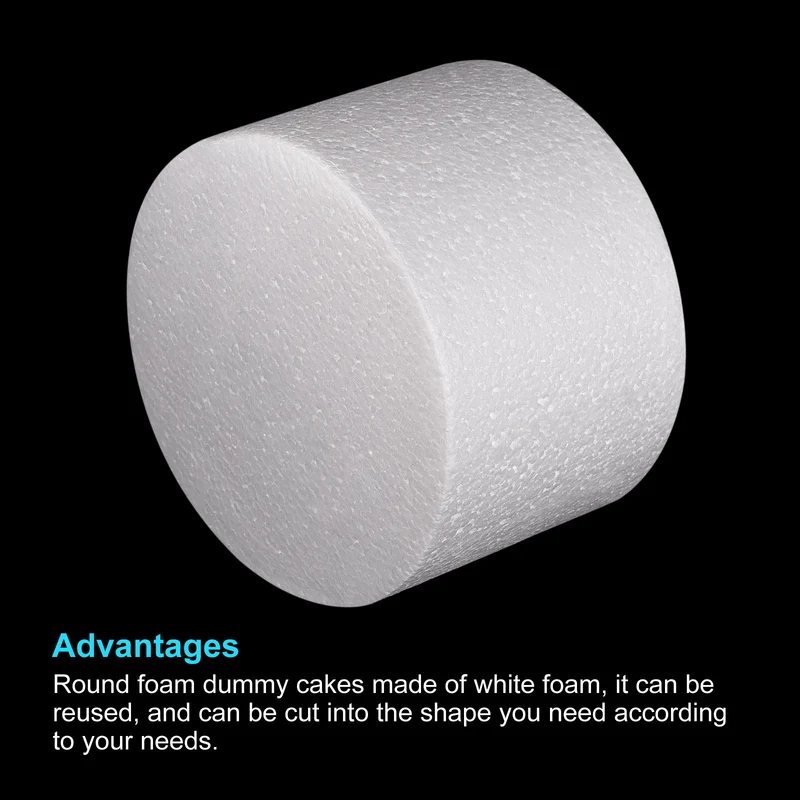 Round Foam Cake Dummy 4 Inch x 6 Inch Circle Dummy Cake Set for Wedding 2 Pack