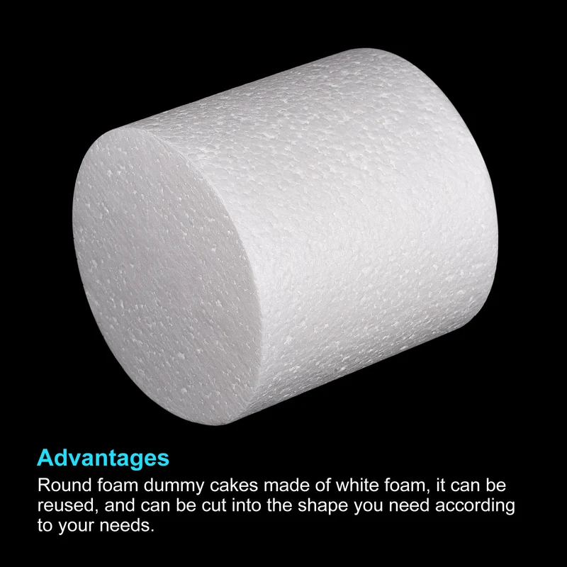 Round Foam Cake Dummy 4 Inch x 4 Inch Circle Dummy Cake Set for Wedding 2 Pack