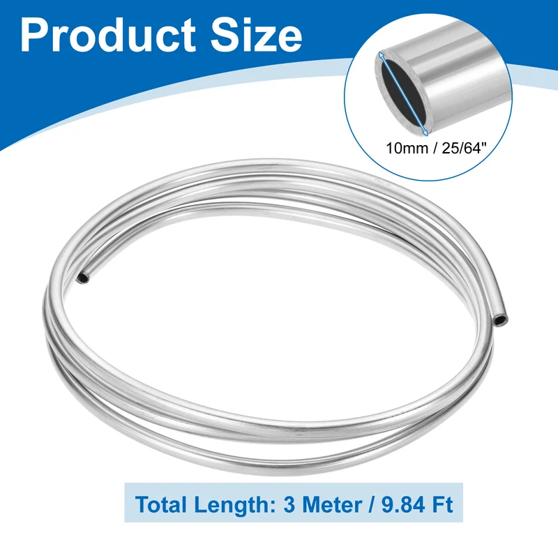25/64" OD x 10 ft Industrial 316L Stainless Steel Tube(Wall Thickness 1mm)