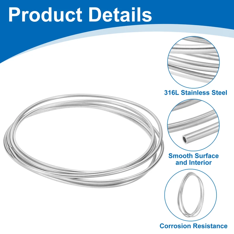 5/16" OD x 10 ft Industrial 316L Stainless Steel Tube(Wall Thickness 1mm)